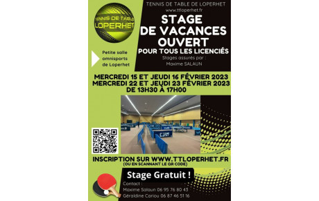 Stage vacances février