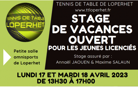 Stage vacances avril